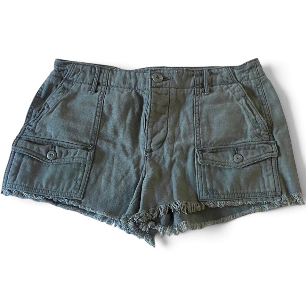 American Eagle Shorts Women 6 Olive Green Cargo Utility Frayed Hem Distressed